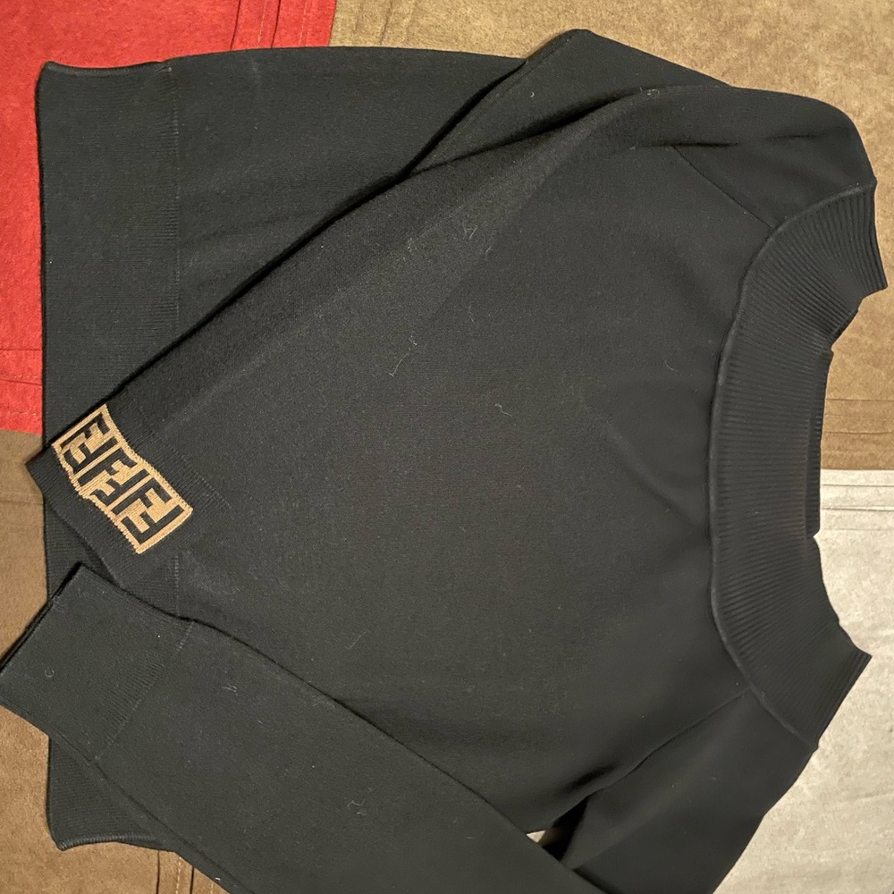 Fendi Black Sweater with Logo Detail